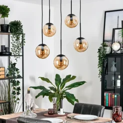 Gastor Suspension, Boule lumineuse, Suspension Ambre, 5 lumières