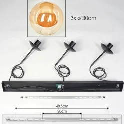 Gastor Suspension, Boule lumineuse, Suspension Ambre, 3 lumières