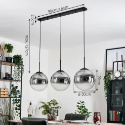 Gastor Suspension, Boule lumineuse, Suspension Clair, Fumé, 3 lumières