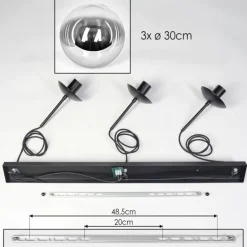 Gastor Suspension, Boule lumineuse, Suspension Clair, Fumé, 3 lumières