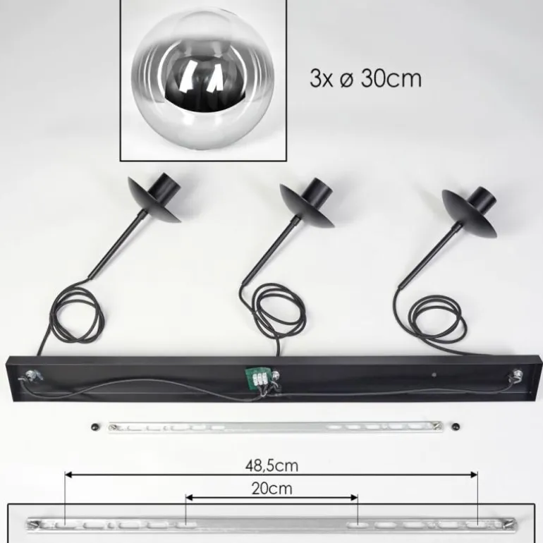 Gastor Suspension, Boule lumineuse, Suspension Clair, Fumé, 3 lumières