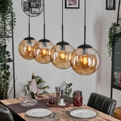 Gastor Suspension, Boule lumineuse, Suspension Ambre, 4 lumières