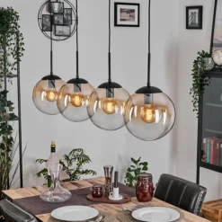Gastor Suspension, Boule lumineuse, Suspension Ambre, Clair, 4 lumières