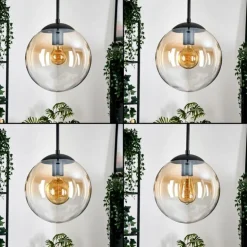 Gastor Suspension, Boule lumineuse, Suspension Ambre, Clair, 4 lumières
