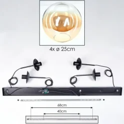 Gastor Suspension, Boule lumineuse, Suspension Ambre, Clair, 4 lumières