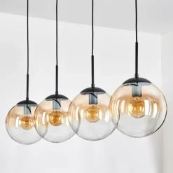 Gastor Suspension, Boule lumineuse, Suspension Ambre, Clair, 4 lumières