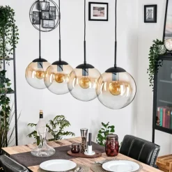 Gastor Suspension, Boule lumineuse, Suspension Ambre, Clair, 4 lumières