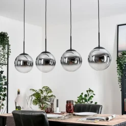 Gastor Suspension, Boule lumineuse, Suspension Chrome, Clair, Fumé, 4 lumières