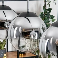 Gastor Suspension, Boule lumineuse, Suspension Chrome, Clair, Fumé, 4 lumières