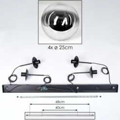 Gastor Suspension, Boule lumineuse, Suspension Chrome, Clair, Fumé, 4 lumières