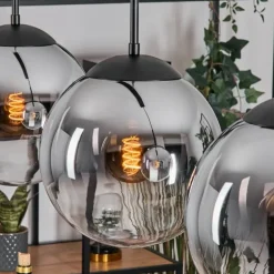 Gastor Suspension, Boule lumineuse, Suspension Chrome, Clair, Fumé, 4 lumières