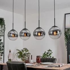 Gastor Suspension, Boule lumineuse, Suspension Chrome, Clair, Fumé, 4 lumières