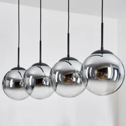 Gastor Suspension, Boule lumineuse, Suspension Chrome, Clair, Fumé, 4 lumières