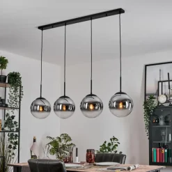 Gastor Suspension, Boule lumineuse, Suspension Chrome, Clair, Fumé, 4 lumières