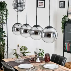 Gastor Suspension, Boule lumineuse, Suspension Chrome, Clair, Fumé, 4 lumières