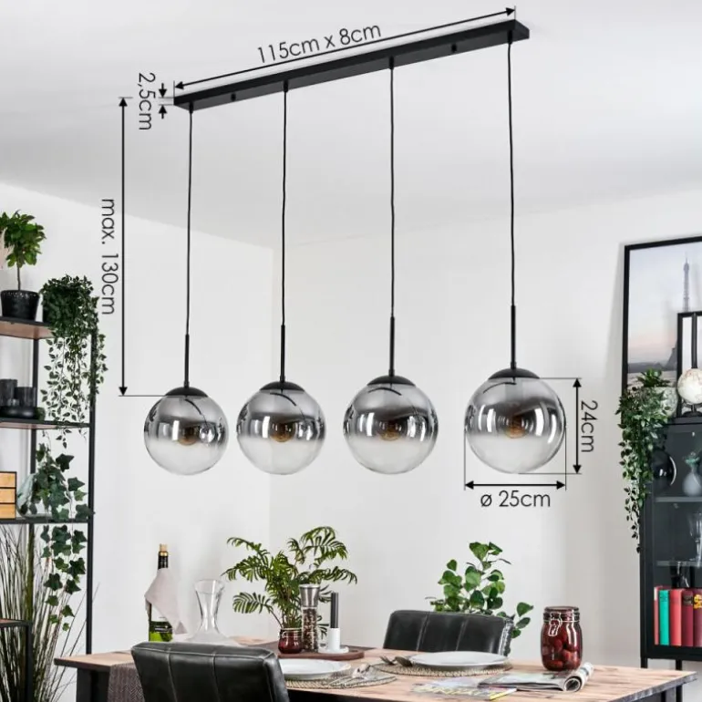 Gastor Suspension, Boule lumineuse, Suspension Clair, Fumé, 4 lumières