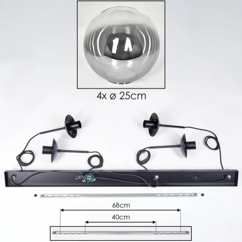 Gastor Suspension, Boule lumineuse, Suspension Clair, Fumé, 4 lumières