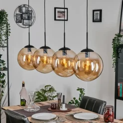Gastor Suspension, Boule lumineuse, Suspension Ambre, 4 lumières