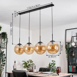 Gastor Suspension, Boule lumineuse, Suspension Ambre, 4 lumières
