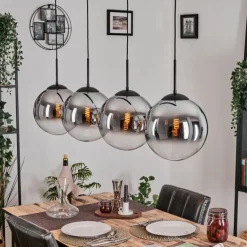 Gastor Suspension, Boule lumineuse, Suspension Chrome, Clair, Fumé, 4 lumières