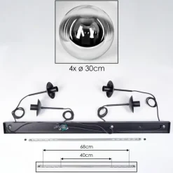 Gastor Suspension, Boule lumineuse, Suspension Chrome, Clair, Fumé, 4 lumières