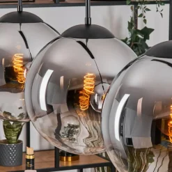 Gastor Suspension, Boule lumineuse, Suspension Chrome, Clair, Fumé, 4 lumières