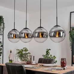 Gastor Suspension, Boule lumineuse, Suspension Chrome, Clair, Fumé, 4 lumières