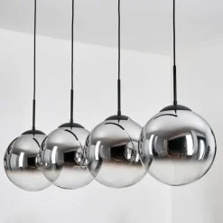 Gastor Suspension, Boule lumineuse, Suspension Chrome, Clair, Fumé, 4 lumières