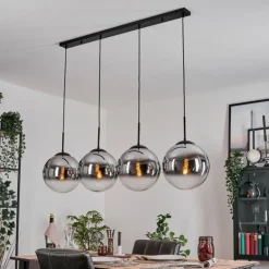 Gastor Suspension, Boule lumineuse, Suspension Chrome, Clair, Fumé, 4 lumières