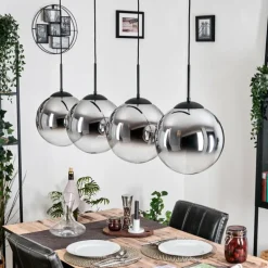 Gastor Suspension, Boule lumineuse, Suspension Chrome, Clair, Fumé, 4 lumières