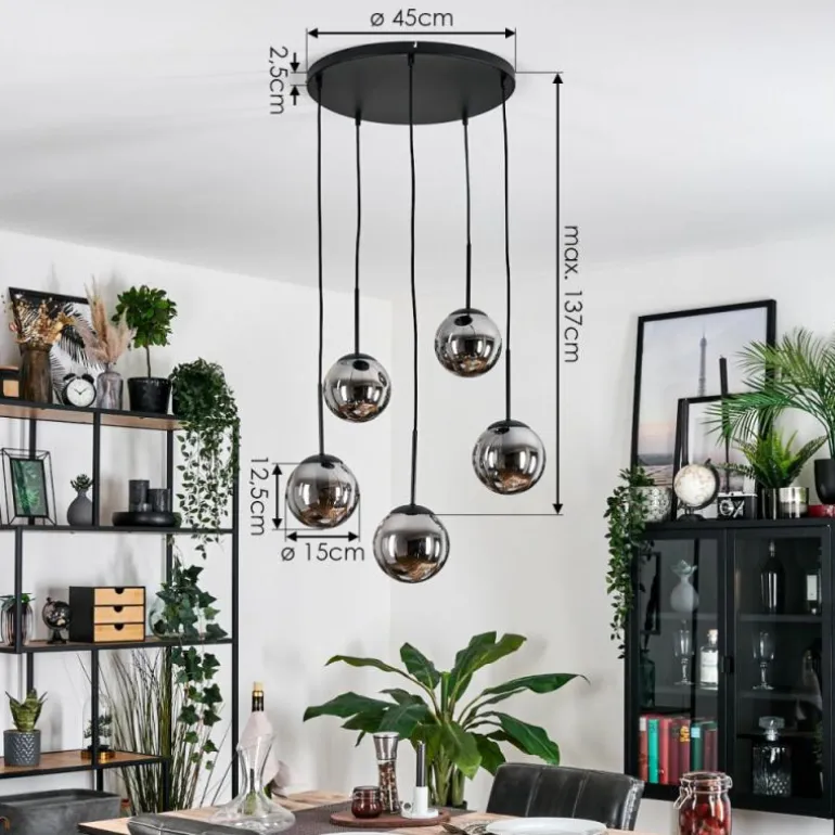 Gastor Suspension, Boule lumineuse, Suspension Fumé, 5 lumières