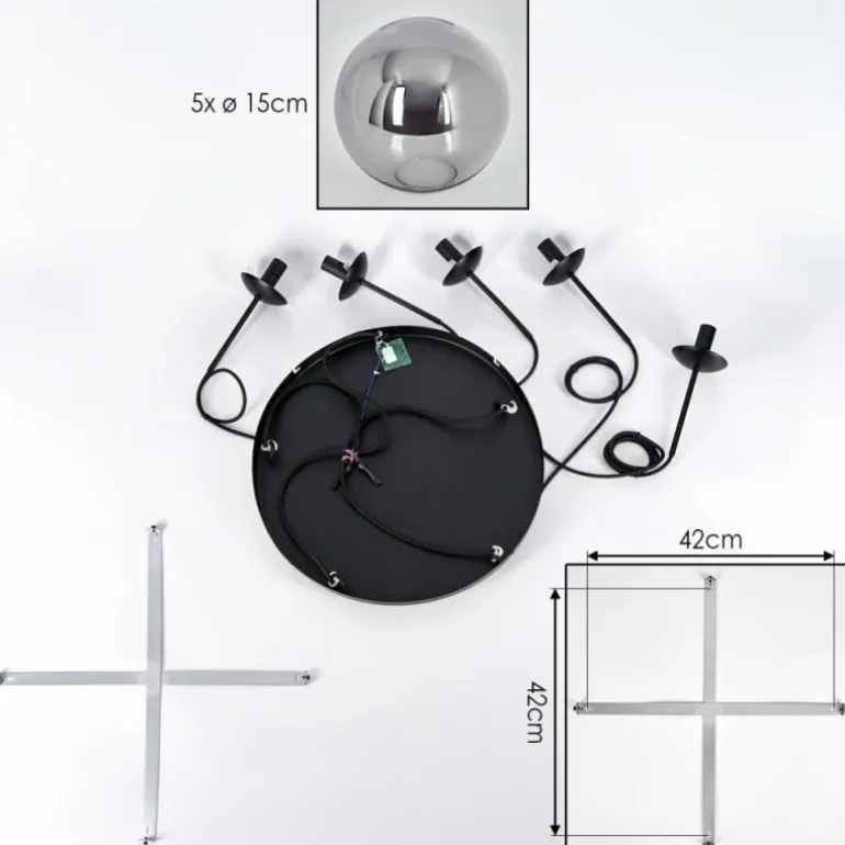 Gastor Suspension, Boule lumineuse, Suspension Fumé, 5 lumières
