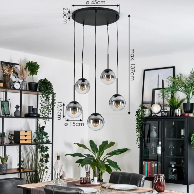 Gastor Suspension, Boule lumineuse, Suspension Clair, Fumé, 5 lumières