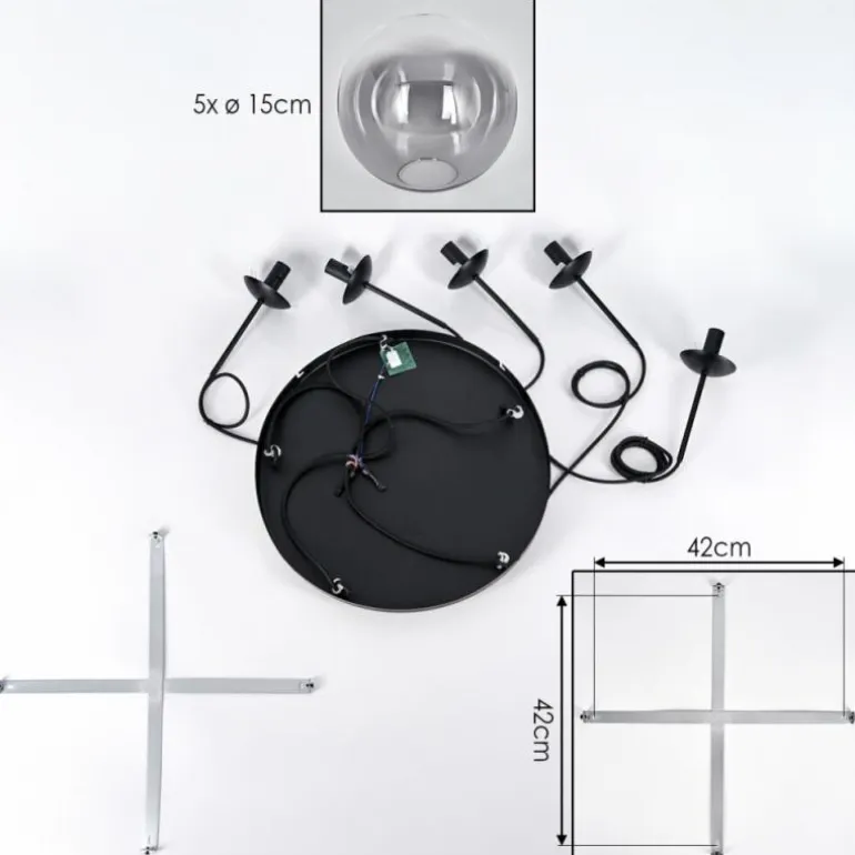 Gastor Suspension, Boule lumineuse, Suspension Clair, Fumé, 5 lumières