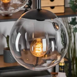 Gastor Suspension, Boule lumineuse, Suspension Ambre, Clair, Fumé, 5 lumières