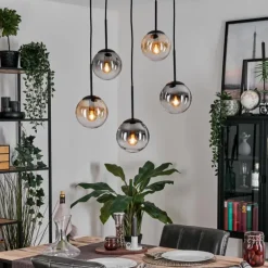 Gastor Suspension, Boule lumineuse, Suspension Ambre, Clair, Fumé, 5 lumières