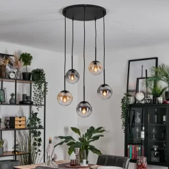Gastor Suspension, Boule lumineuse, Suspension Ambre, Clair, Fumé, 5 lumières