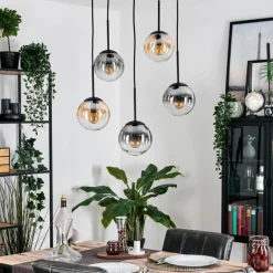 Gastor Suspension, Boule lumineuse, Suspension Ambre, Clair, Fumé, 5 lumières