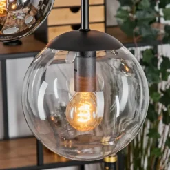 Gastor Suspension, Boule lumineuse, Suspension Ambre, Clair, Fumé, 5 lumières
