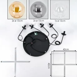 Gastor Suspension, Boule lumineuse, Suspension Ambre, Clair, Fumé, 5 lumières