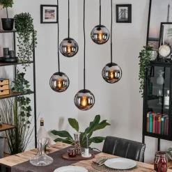 Gastor Suspension, Boule lumineuse, Suspension Chrome, Fumé, 5 lumières