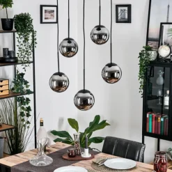 Gastor Suspension, Boule lumineuse, Suspension Chrome, Fumé, 5 lumières