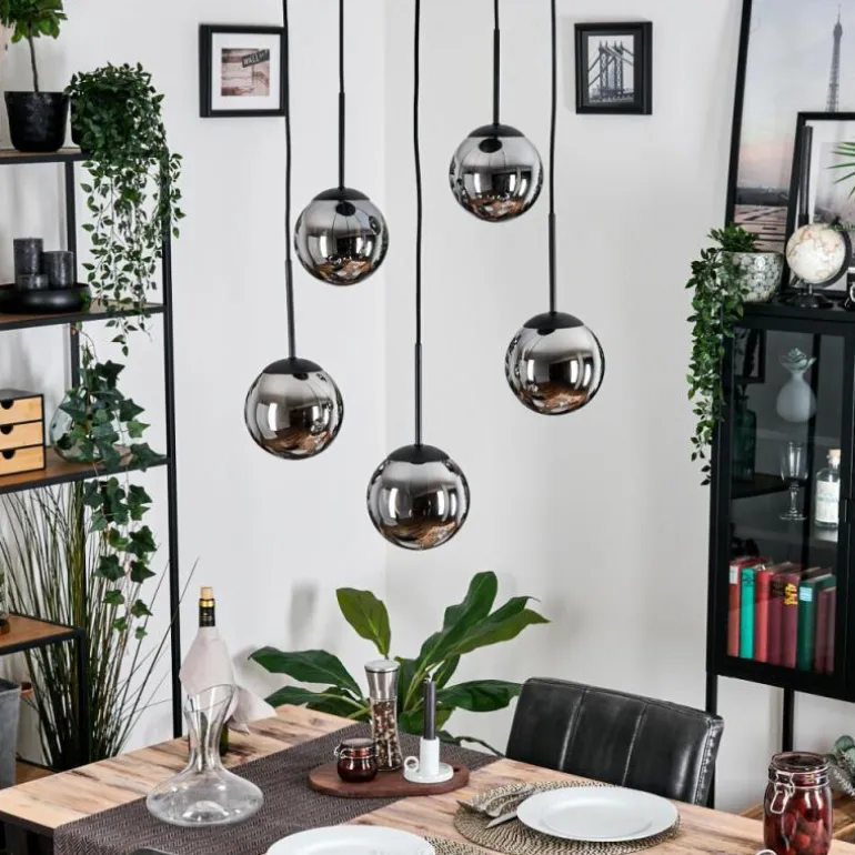Gastor Suspension, Boule lumineuse, Suspension Chrome, Fumé, 5 lumières