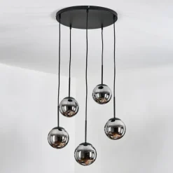 Gastor Suspension, Boule lumineuse, Suspension Chrome, Fumé, 5 lumières