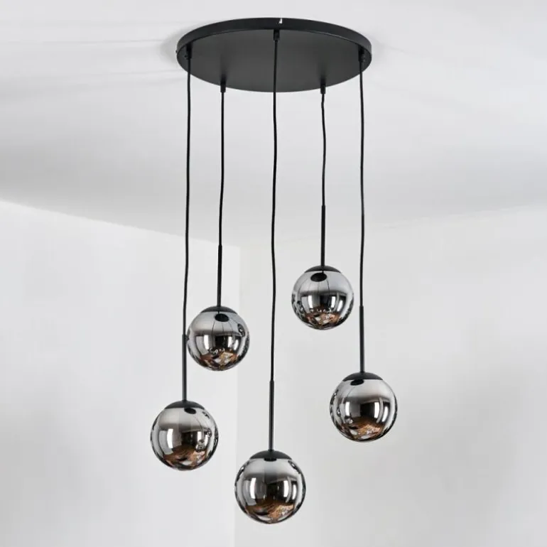 Gastor Suspension, Boule lumineuse, Suspension Chrome, Fumé, 5 lumières