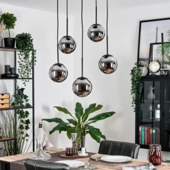 Gastor Suspension, Boule lumineuse, Suspension Chrome, Fumé, 5 lumières