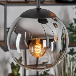 Gastor Suspension, Boule lumineuse, Suspension Chrome, Clair, Fumé, 5 lumières