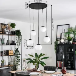 Gastor Suspension, Boule lumineuse, Suspension Blanc, 5 lumières