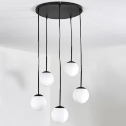 Gastor Suspension, Boule lumineuse, Suspension Blanc, 5 lumières
