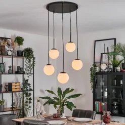Gastor Suspension, Boule lumineuse, Suspension Blanc, 5 lumières